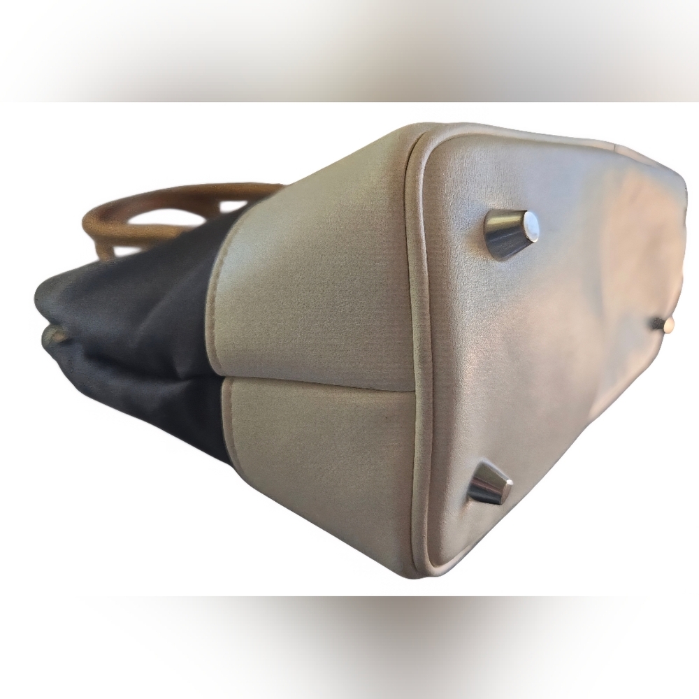 Navy and Tan Structured Tote Bag - Picture 6 of 16